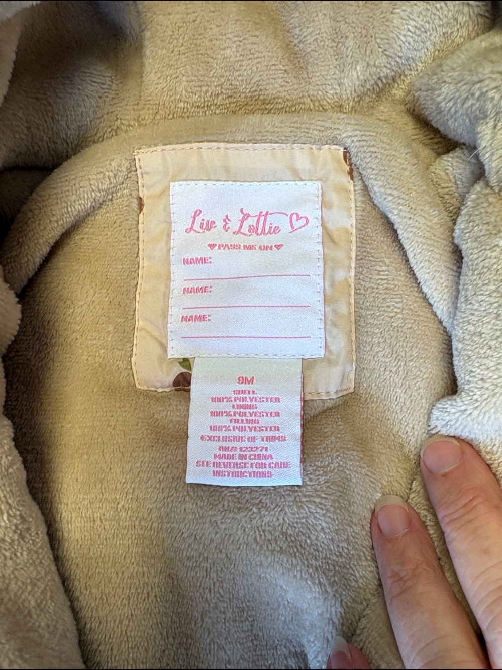 Infant Snow Suit Tan/Brown Sz 9M - Picture 2 of 7